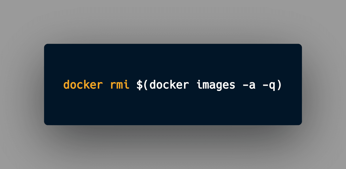 Code snippet of the docker rmi command combined with docker images to remove all images at once