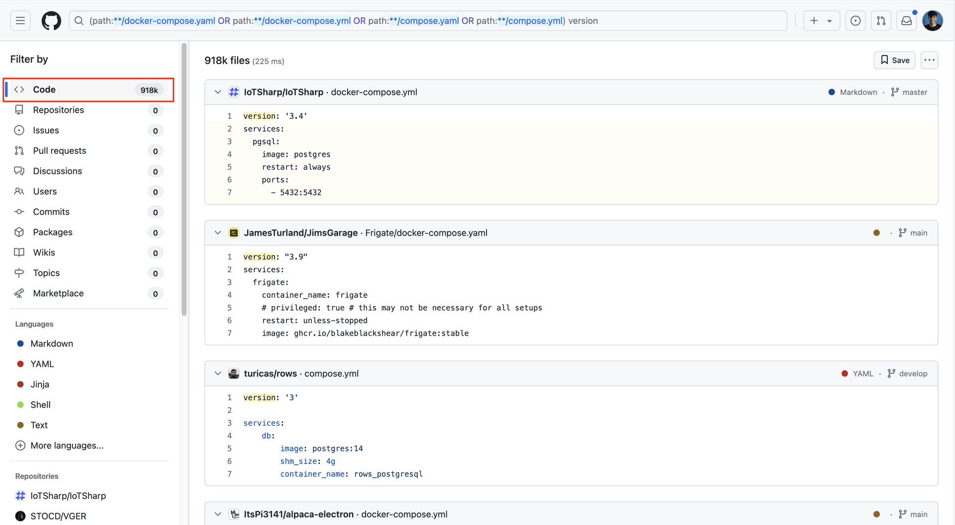 github search result screenshot