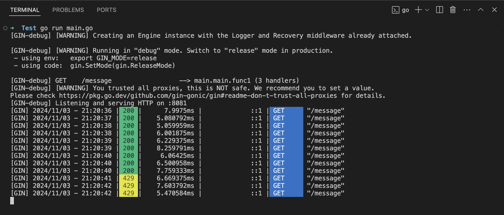 terminal logs