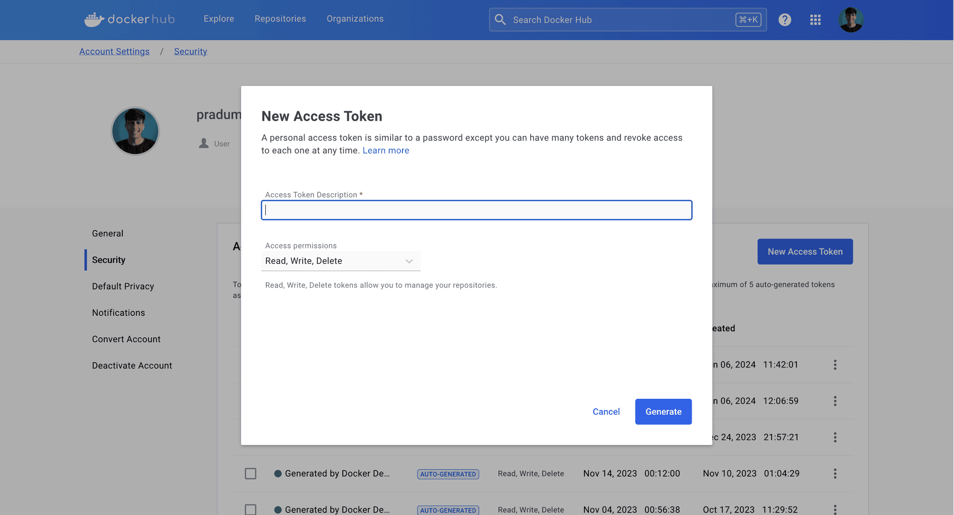 DockerHub Personal Dashboard