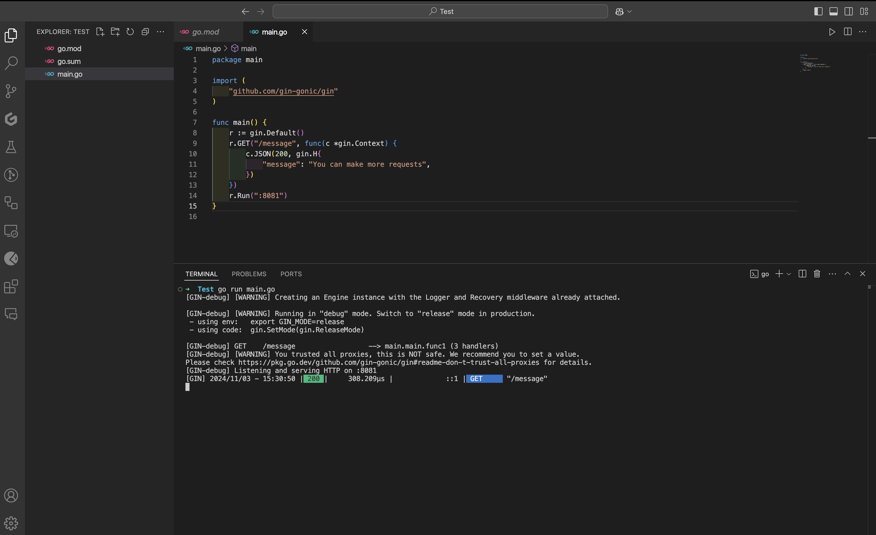 VS code screenshot