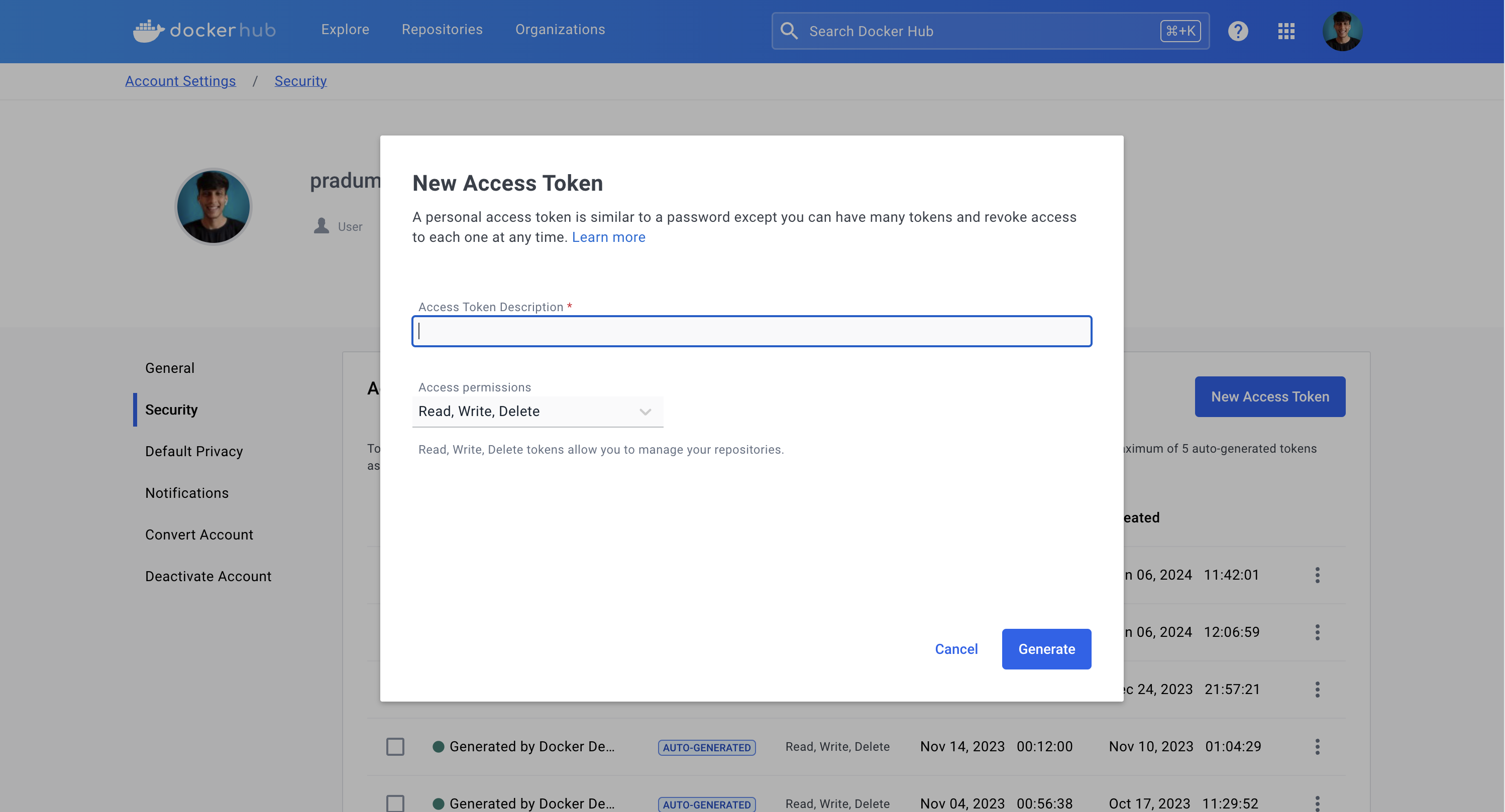 DockerHub Personal Dashboard