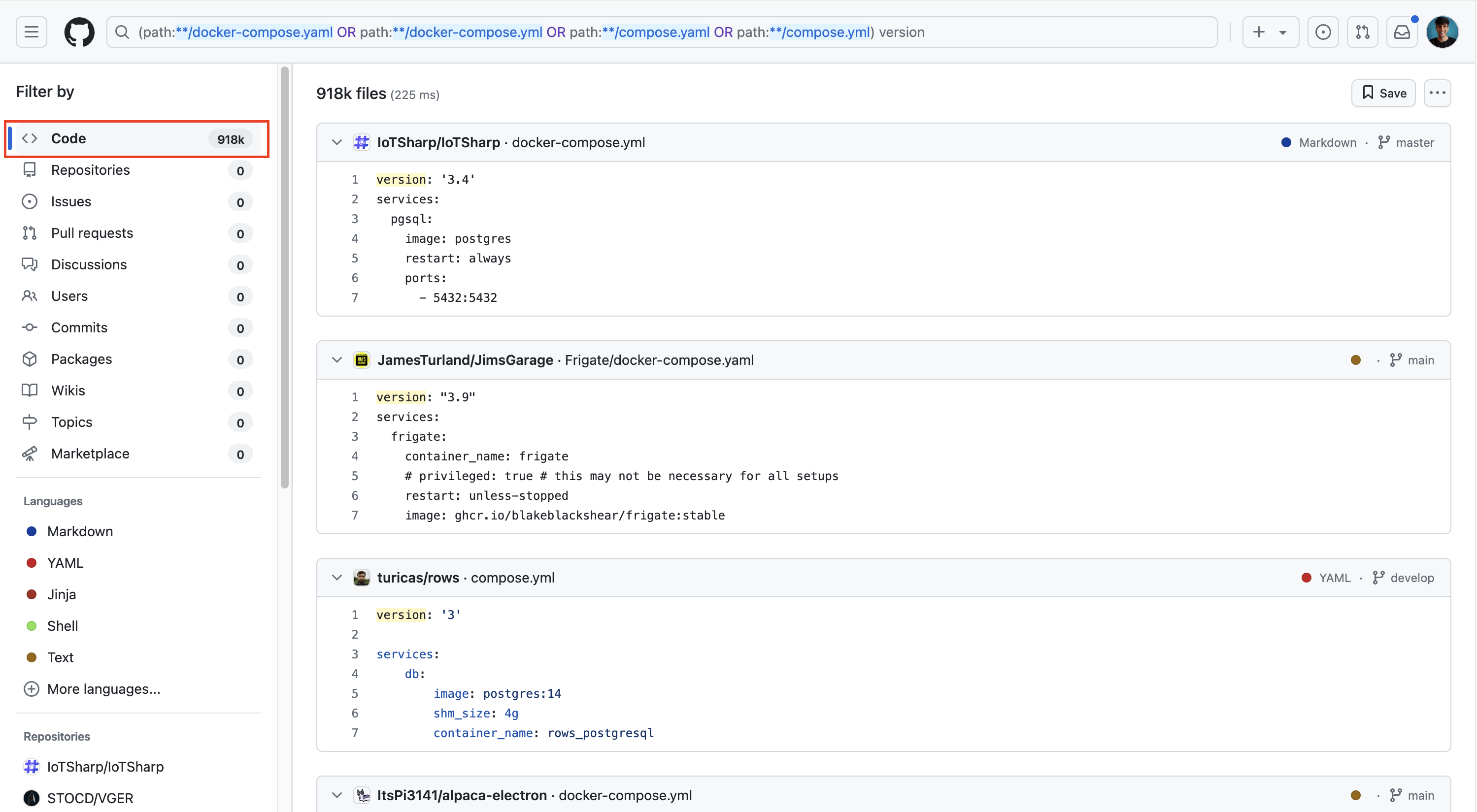github search result screenshot